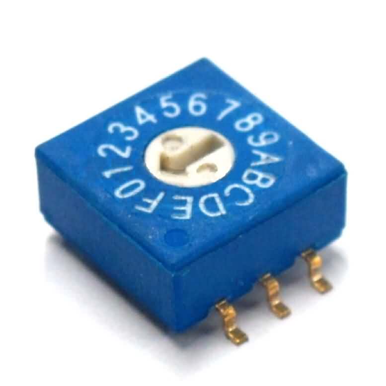 3:3 Through-hole / SMD Rotary DIP Switch - 16 Position Flat Type